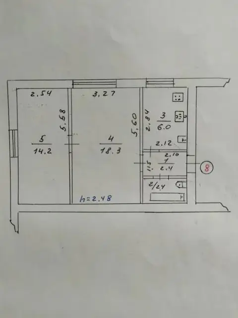 2-комнатная квартира, 42 м², Спасенова, Сумы
