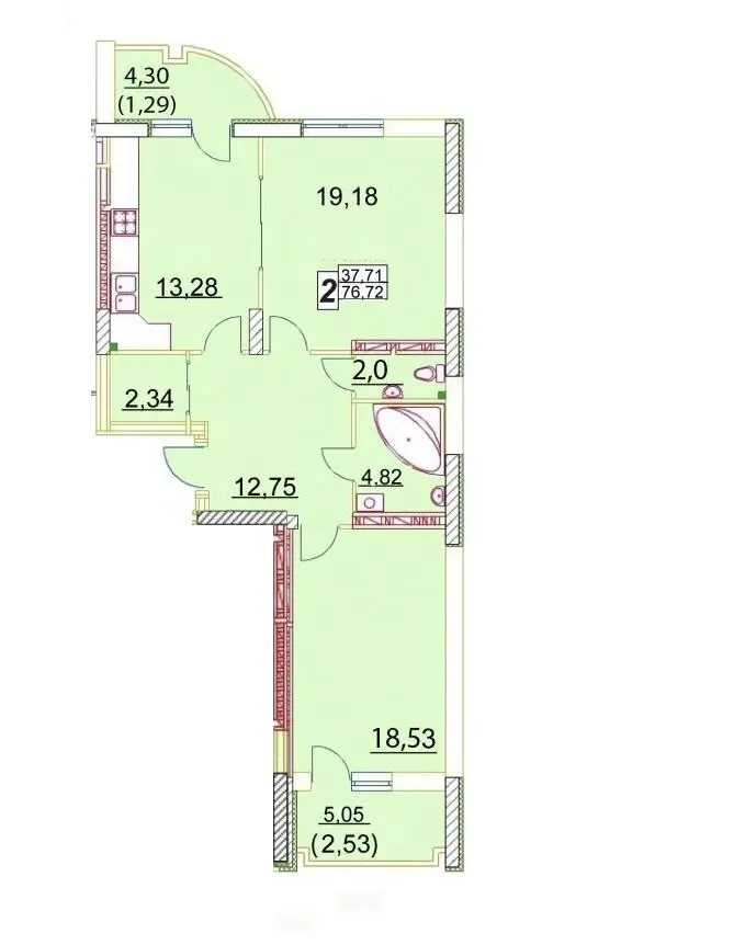 Продам 2 комнатную квартиру в новом доме на Гайдара — фото 2