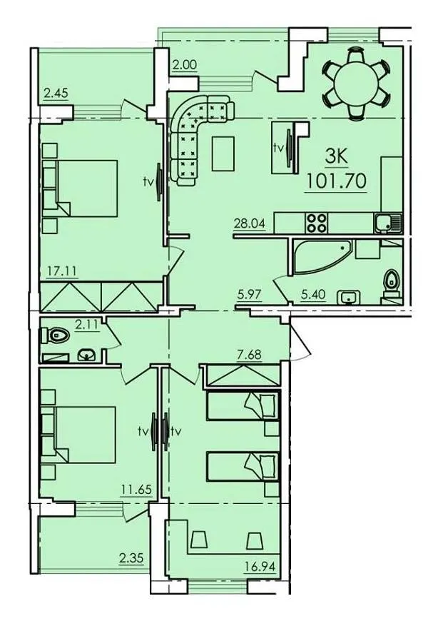 ​Продам 3-комнатную квартиру с большой кухней-гостиной 29 кв.м. на ул. Ак.Сахарова. — фото 1