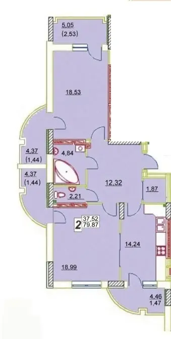 2-комнатная квартира, 80 м², Одесса