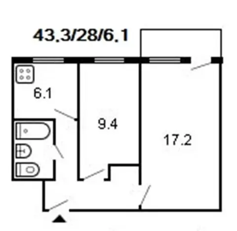 Продажа 2-комнатной квартиры, 42 м², Одесса
