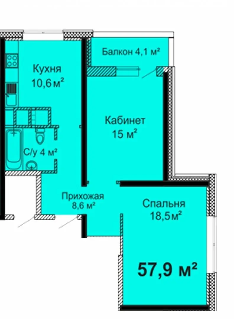 Квартира двухсторонняя, состояние от строителей — фото 2