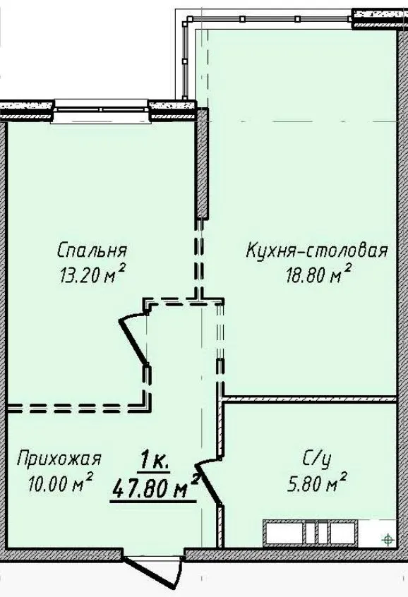 Однокомнатная квартира в новом жилом комплексе на улице Канатная — фото 1