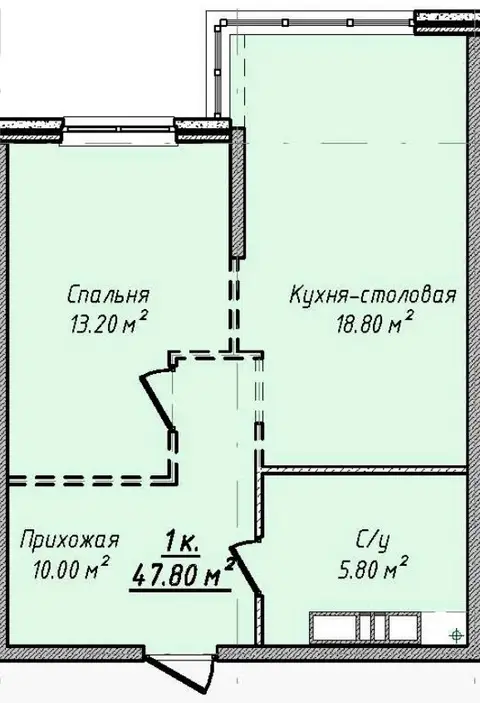Однокомнатная квартира в новом жилом комплексе на улице Канатная