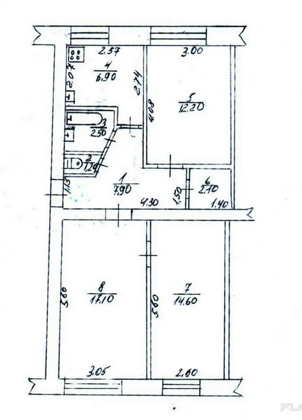 3-комнатная квартира, 64 м², Змиев — фото 1