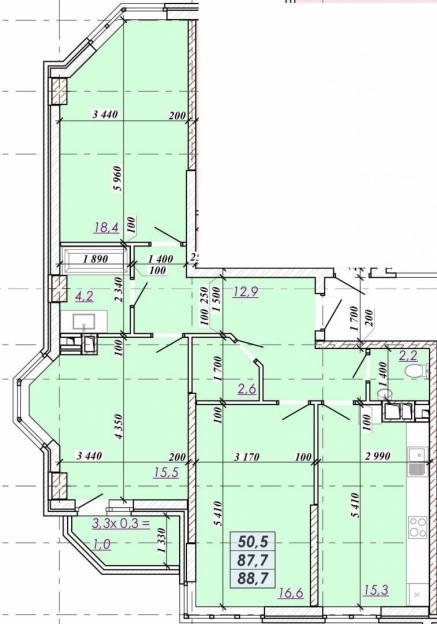Фото 3 Продаж Квартир Просторная трехкомнатная квартира в новом доме 