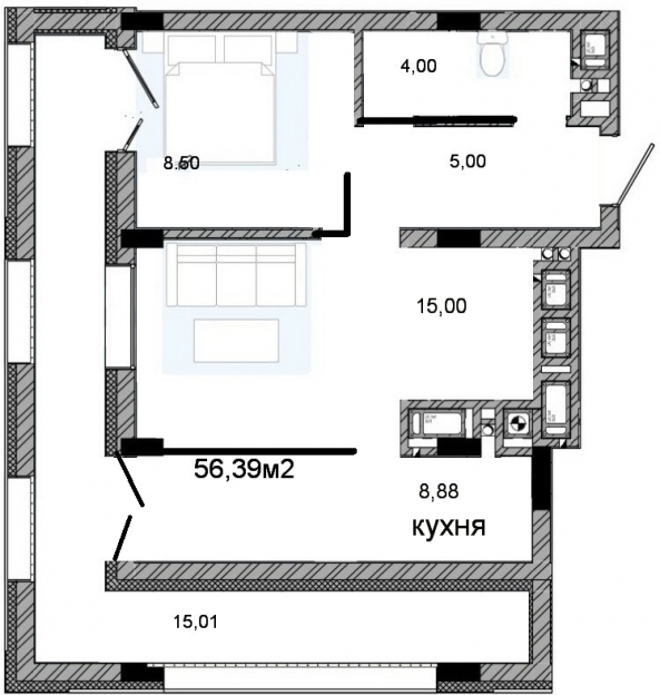 Фото 11 Продаж Квартир ВЛАСНИК Новобудова Стрийська 56,4м 620дол/м2 Тераса 15м2 