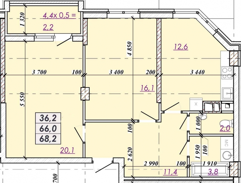Фото 1 Продаж Квартир Двухкомнатная квартира на 15 этаже. 